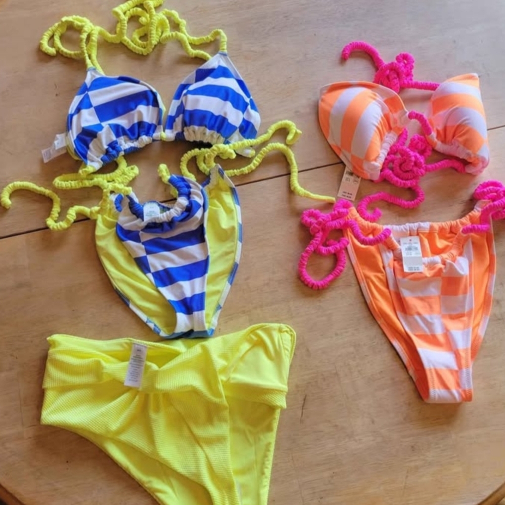 Aerie Blue and White Striped Bikini
